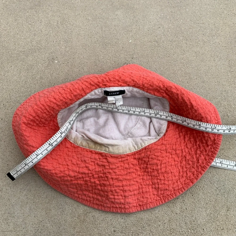 J.Crew 100% linen bucket‎ hat in coral pink - size small/medium